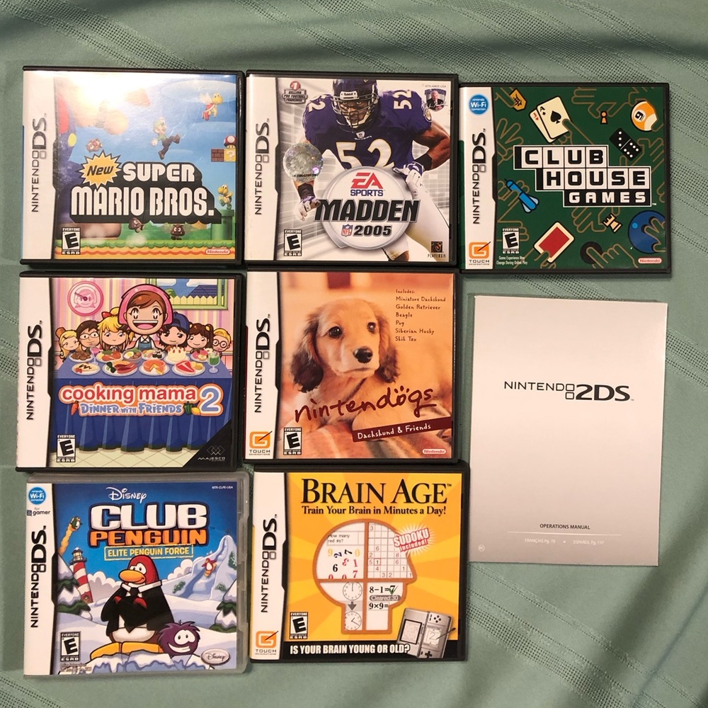 NINTENDO DS 7 game CASES & INSTRUCTION Books ONLY